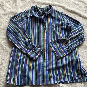 Zac & Rachel Multicolor Striped Button Up Shirt Retro Vibes Long Sleeve Medium